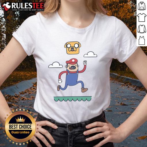 Funny plumber Time Adventure Time Mario ladies tee featuring vibrant graphics and playful design for fans of gaming and humor.
