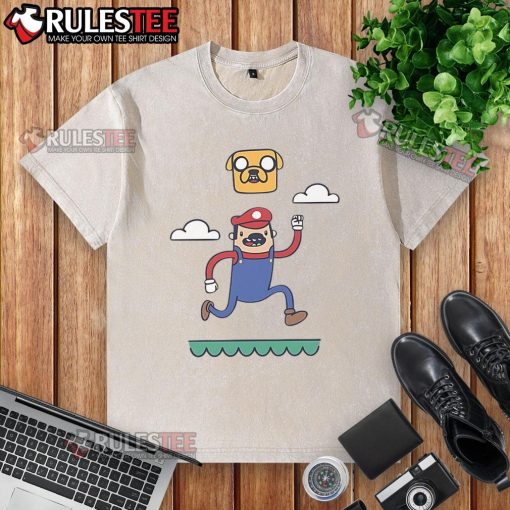 Funny plumber Time Adventure T-shirt featuring Mario in a playful design, perfect for gaming fans and casual wear.
