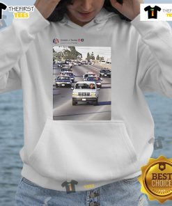 Funny hoodie featuring Trump and Vance chasing Obama in police cars, blending humor and politics in a unique design.