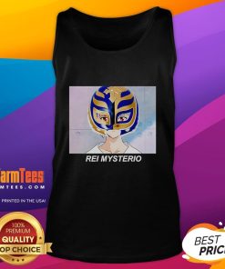Funny Rei Mysterio anime tank top featuring Rei Ayanami in a playful design, perfect for anime fans and casual wear.