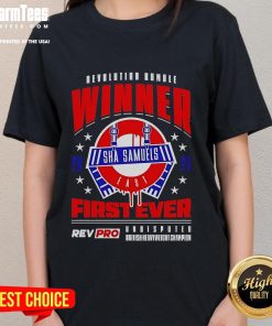 2025 Ladies Tee celebrating the Funny Revolution Rumble Winner with vibrant colors and playful design.