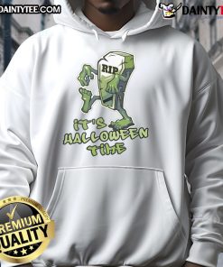 Alt Text: Funny RIP tombstone design on a Halloween-themed hoodie, perfect for celebrating the spooky season in style.