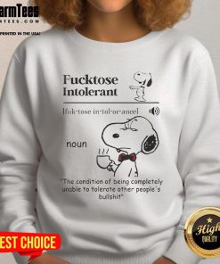 Funny Snoopy sweatshirt featuring a humorous design about being lactose intolerant, perfect for casual wear.