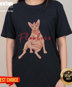 Funny Sphynx cat graphic on a flawless ladies tee, perfect for cat lovers and trendy fashion enthusiasts.