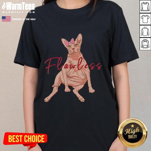 Funny Sphynx cat graphic on a flawless ladies tee, perfect for cat lovers and trendy fashion enthusiasts.