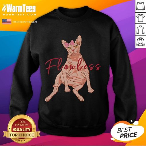 Funny Sphynx cat wearing a flawless sweatshirt, showcasing its unique style and playful personality.