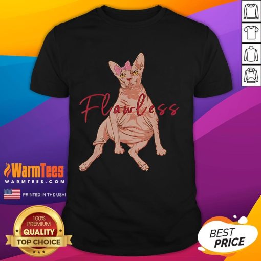 Funny Sphynx Cat Flawless T-Shirt featuring a humorous design of a playful Sphynx cat for cat lovers.