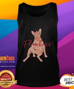 Funny Sphynx cat wearing a flawless tank top, showcasing its unique look and playful personality.