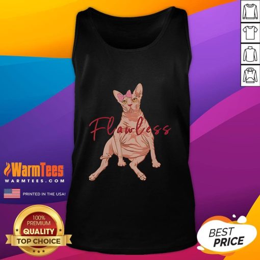 Funny Sphynx cat wearing a flawless tank top, showcasing its unique look and playful personality.