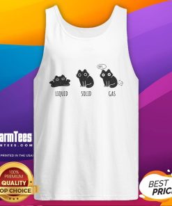 Funny States of Cat: Liquid, Solid, Gas Tank Top featuring a humorous cat design illustrating different states of matter.