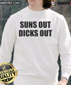 Funny Suns Out Dicks Out sweatshirt design featuring playful graphics and vibrant colors for a humorous summer look.