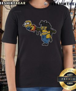 Funny Tactical Minions RPG Rocket Fly Ladies Tee featuring colorful minion characters in a playful design.