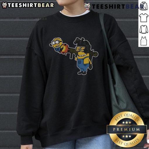 Funny Tactical Minions RPG Rocket Fly Sweatshirt featuring playful minion graphics for gamers and fans of quirky apparel.