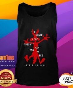 Funny the Movie Acme Doesn't Want You to See Coyote Vs Acme tank top featuring vibrant graphics and playful design.