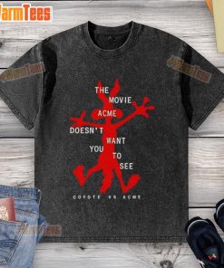 Funny The Movie Acme Doesn't Want You to See Coyote Vs Acme washed t-shirt featuring vibrant graphics and playful design.