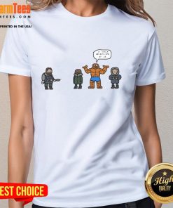 Alt Text: Funny Fantastic Four Ladies Tee featuring humorous graphic design, perfect for fans of the comic and pop culture.