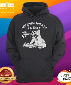 Funny Tom Cat hoodie featuring 'My Own Worst Enemy' design, perfect for cat lovers and humor enthusiasts.