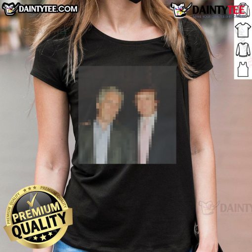 Funny Trump Epstein blurred design on a ladies tee, perfect for humor enthusiasts and political satire fans.