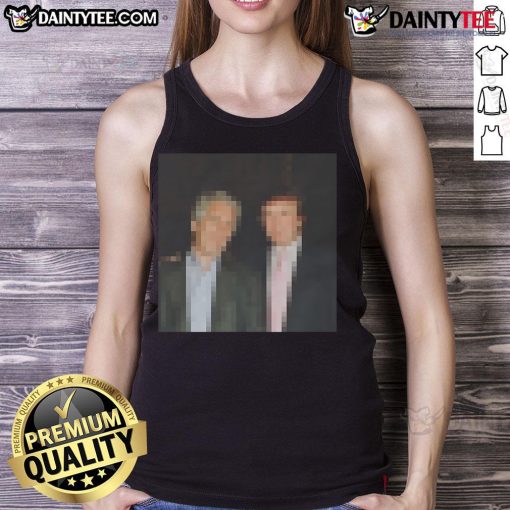 Funny Trump Epstein blurred tee tank top featuring a humorous graphic design for political satire fans.