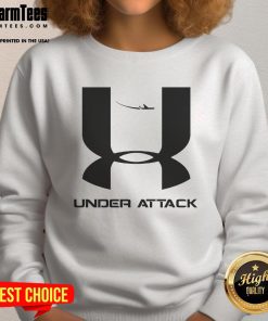 Funny Under Attack 911 logo parody sweatshirt featuring a humorous design for casual wear and unique gift ideas.