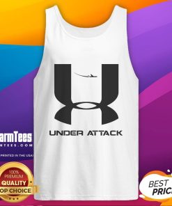 Funny Under Attack 911 logo parody tank top featuring a humorous design for casual wear and comedy lovers.