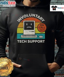 Funny vintage hoodie featuring a humorous design about involuntary tech support for tech enthusiasts.