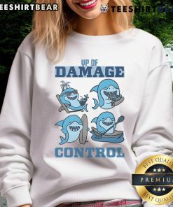 Alt Text: Funny VP of Damage Control Shark Sweatshirt featuring a playful shark graphic and humorous text for casual wear.