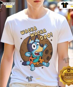 Funny Wacka Wacka Doo Bluey Caveman T-Shirt featuring a playful design perfect for kids and fans of Bluey.