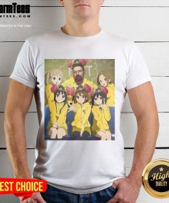 Funny Walter White Breaking Bad and K-On girls anime T-shirt featuring vibrant graphics and playful design.