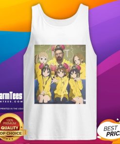 Funny Walter White Breaking Bad anime tank top featuring K-On! girls, perfect for fans of both series.