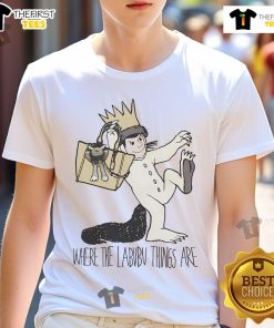 Alt Text: Funny Where The Wild Dolls Are Where The Labubu Things Are T-shirt featuring whimsical doll graphics and vibrant colors.