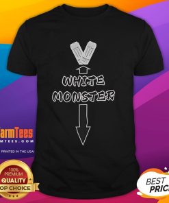 Alt Text: Funny white monster meme T-shirt featuring a cartoon monster with a goofy expression, perfect for meme lovers.