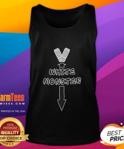 Funny white monster meme tank top featuring a playful cartoon monster design, perfect for casual wear and meme lovers.