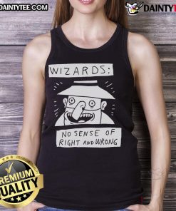 Funny wizard tank top featuring whimsical design with a humorous take on morality, perfect for casual wear or cosplay.