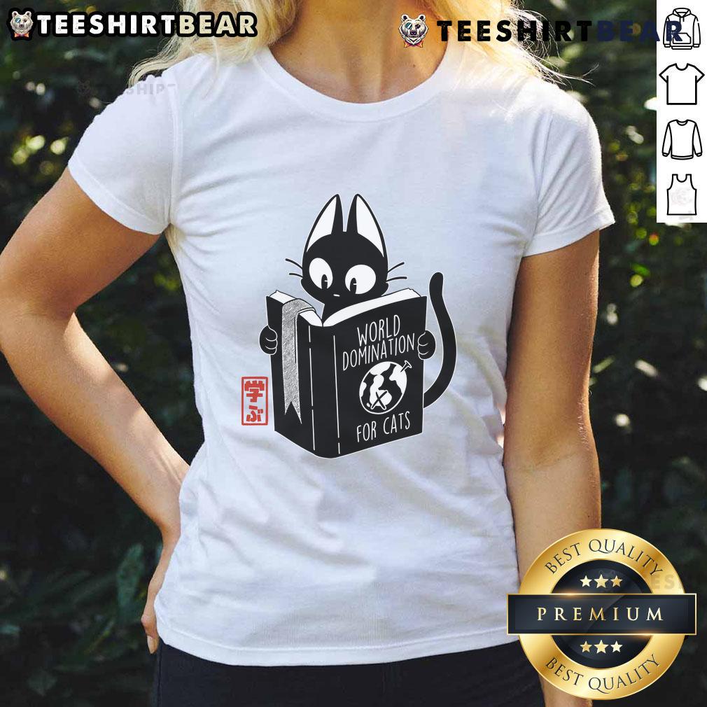 Funny World Domination For Cats Book Cute Ladies Tee Funny World Domination for Cats Book cover featuring cute ladies in whimsical design, perfect for cat lovers.