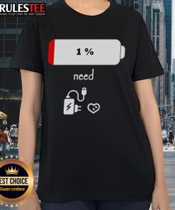 Stylish ladies tee featuring 'Good 1 Percent Battery, Need to Recharge' graphic, perfect for casual wear.
