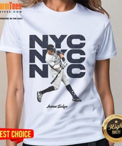 Good Aaron Judge The Bronx Bomber New York Yankees NYC 2025 Ladies Tee showcasing stylish baseball fan apparel.
