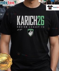 Good Annie Karich Boston Legacy FC Elite T-Shirt featuring vibrant design and comfortable fit for soccer fans.