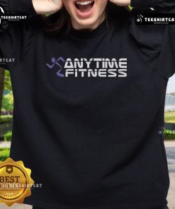 Alt Text: Cozy Good Anytime Fitness sweatshirt in navy blue, perfect for workouts or casual wear, showcasing fitness lifestyle.