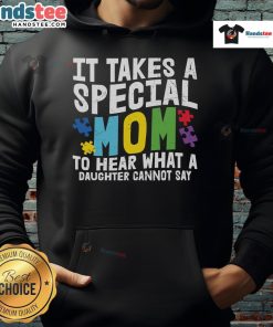 Alt Text: Good Autism Awareness hoodie featuring a heart-shaped puzzle piece, symbolizing love for a special daughter.