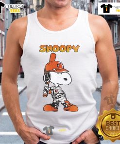 Good Baltimore Orioles Snoopy player tank top featuring a playful Snoopy design, perfect for baseball fans.