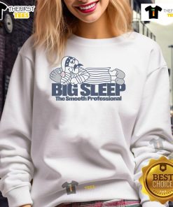 Cartoon of a cozy summer scene featuring a professional sweatshirt promoting good big sleep.