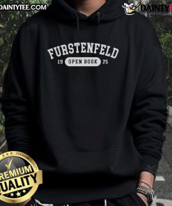 Alt Text: Good Blue October Furstenfeld Open Book 1975 Hoodie featuring a stylish design and vibrant colors.