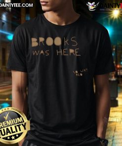 Good Brooks was here graphic printed on a vibrant red t-shirt, perfect for casual wear and street fashion enthusiasts.