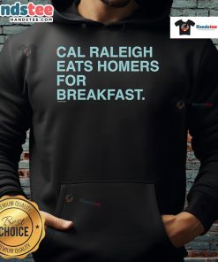 Cozy hoodie featuring 'Good Cal Raleigh Eats Homers for Breakfast' design, perfect for food lovers and casual wear.