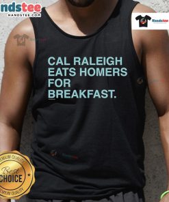 Alt Text: Good Cal Raleigh Eats: Enjoying breakfast in a stylish Homers tank top at a cozy caf.