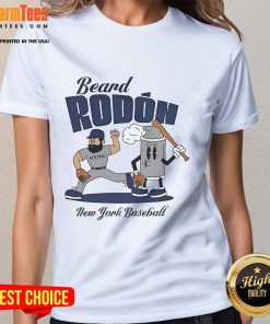 Alt Text: Carlos Rodon in a New York Yankees tee, showcasing his baseball beard during mid-summer. Perfect for fans!