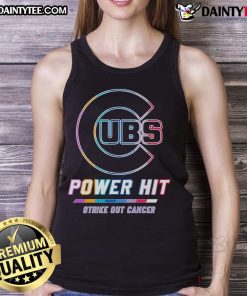 Good Chicago Cubs Power Hit Strike Out Cancer tank top featuring vibrant team colors and a bold design for fans.