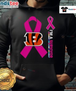 Good Cincinnati Bengals X Cancer Awareness hoodie featuring 'I'm A Survivor' message for support and empowerment.