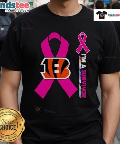 Good Cincinnati Bengals X Cancer Awareness 'I'M A Survivor' T-Shirt showcasing support for cancer survivors and team spirit.